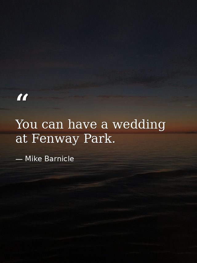 You can have a wedding at Fenway Park. — Mike Barnicle