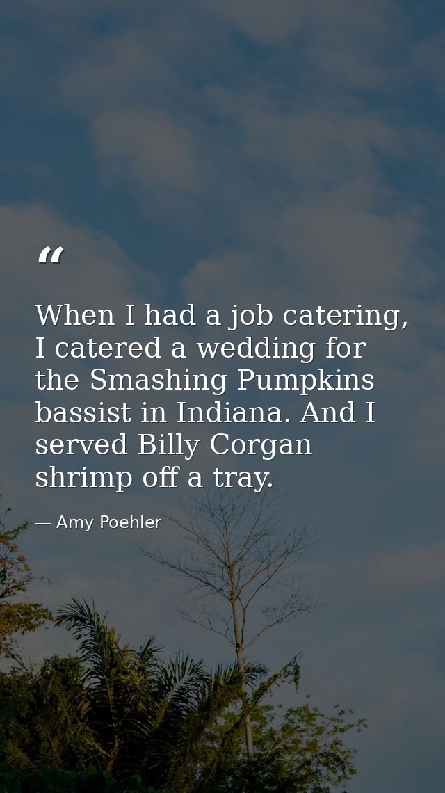 When I had a job catering, I catered a wedding for the Smashing Pumpkins bassist in Indiana. And I served Billy Corgan s — Amy Poehler
