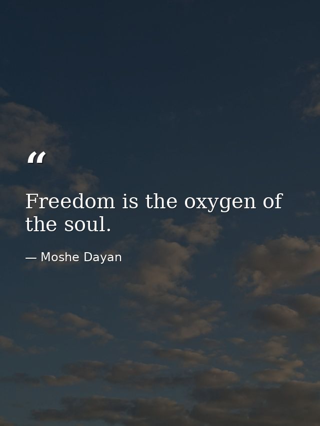 Freedom is the oxygen of the soul. — Moshe Dayan