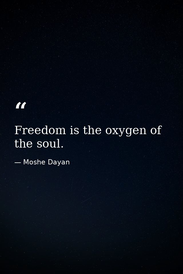 Freedom is the oxygen of the soul. — Moshe Dayan