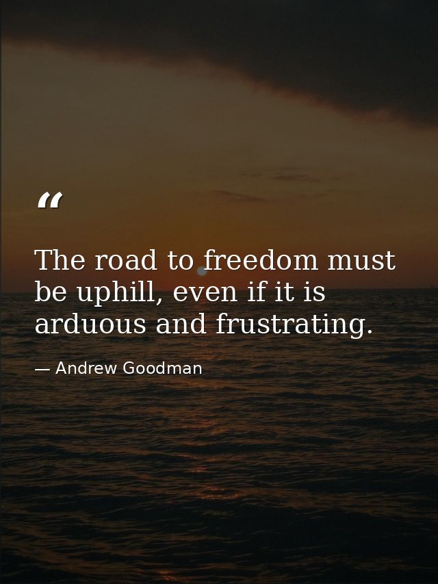 The road to freedom must be uphill, even if it is arduous and frustrating. — Andrew Goodman