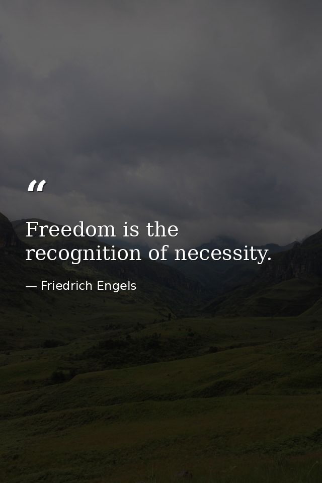 Freedom is the recognition of necessity. — Friedrich Engels