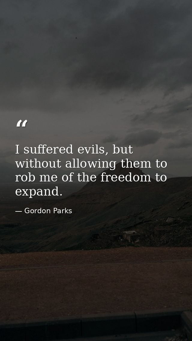 I suffered evils, but without allowing them to rob me of the freedom to expand. — Gordon Parks