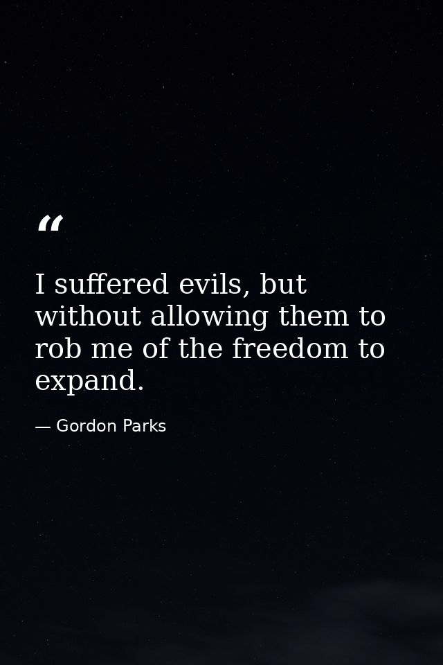 I suffered evils, but without allowing them to rob me of the freedom to expand. — Gordon Parks