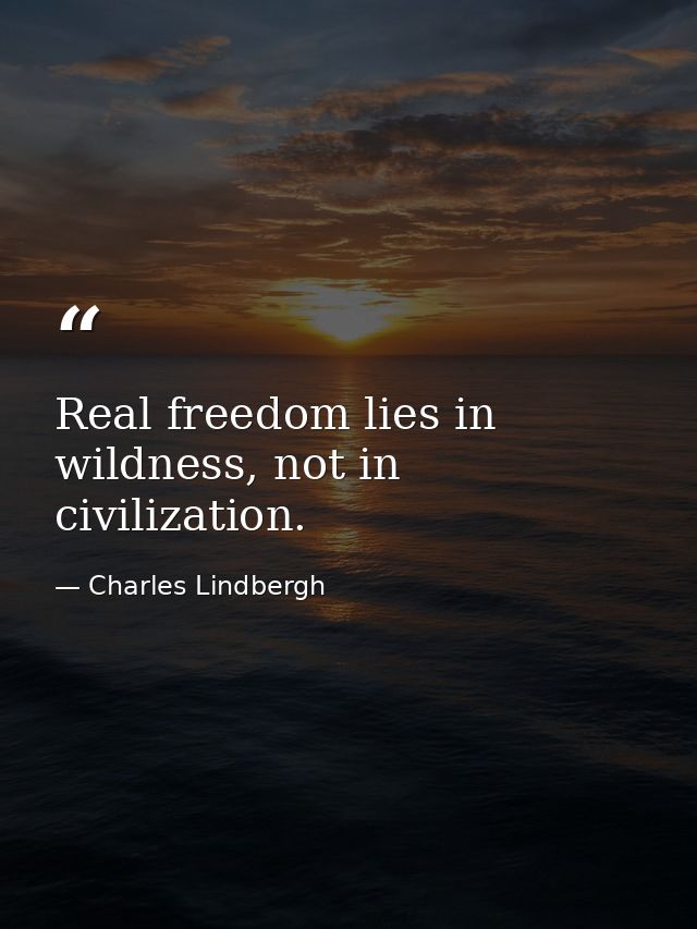 Real freedom lies in wildness, not in civilization. — Charles Lindbergh