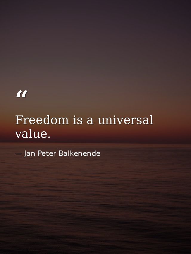Freedom is a universal value. — Jan Peter Balkenende