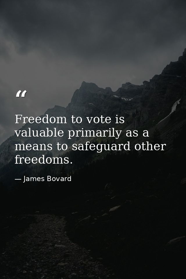 Freedom to vote is valuable primarily as a means to safeguard other freedoms. — James Bovard