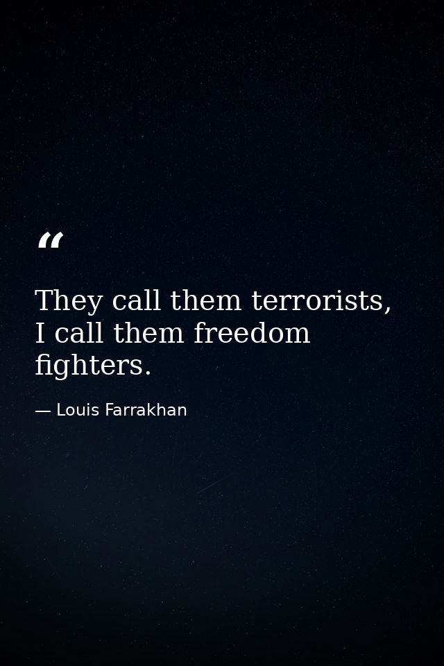 They call them terrorists, I call them freedom fighters. — Louis Farrakhan
