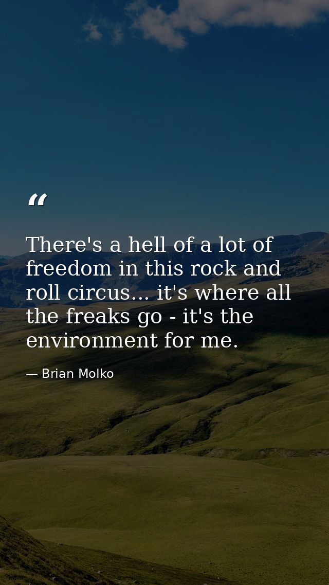 There's a hell of a lot of freedom in this rock and roll circus... it's where all the freaks go - it's the environment f — Brian Molko