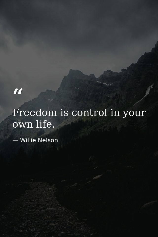 Freedom is control in your own life. — Willie Nelson
