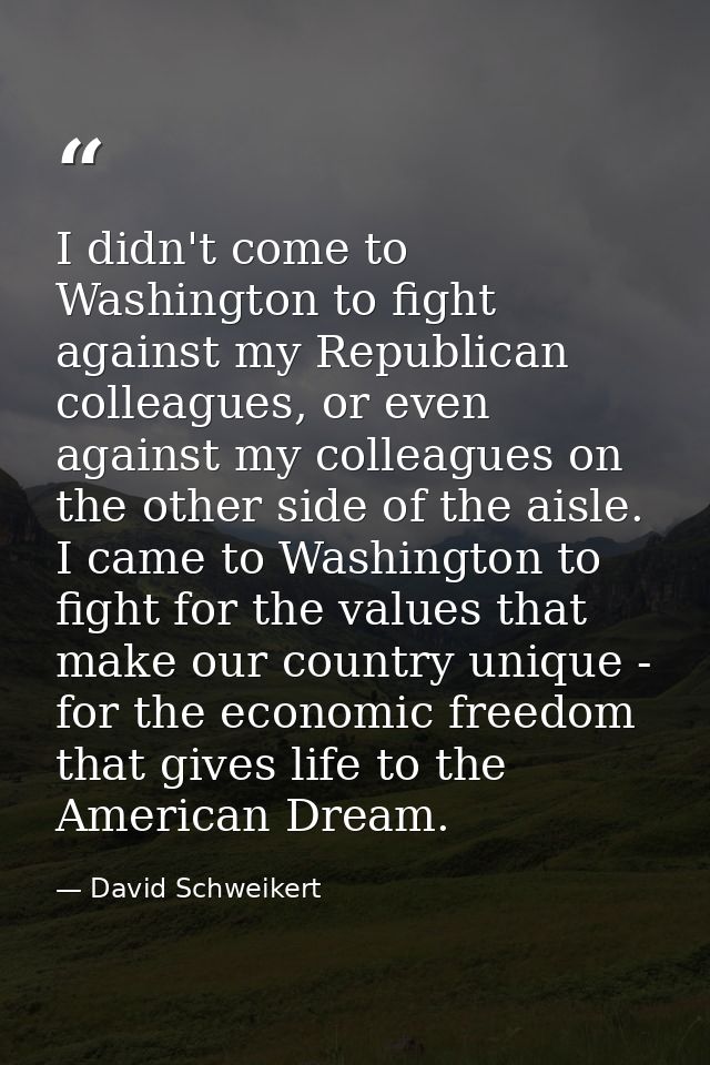 I didn't come to Washington to fight against my Republican colleagues, or even against my colleagues on the other side o — David Schweikert