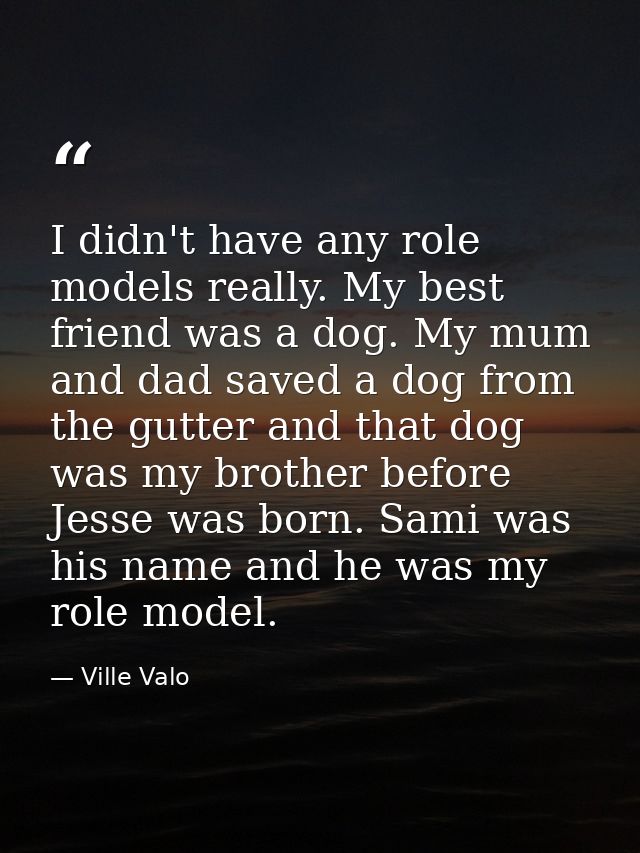 I didn't have any role models really. My best friend was a dog. My mum and dad saved a dog from the gutter and that dog  — Ville Valo