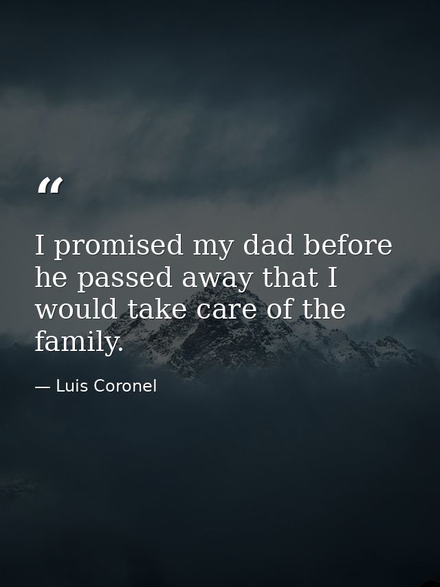 I promised my dad before he passed away that I would take care of the family. — Luis Coronel