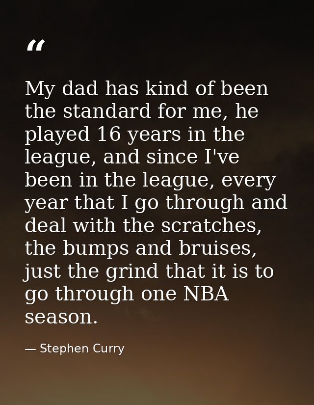My dad has kind of been the standard for me, he played 16 years in the league, and since I've been in the league, every  — Stephen Curry