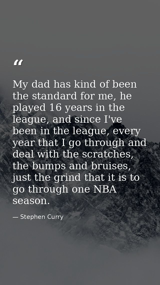 My dad has kind of been the standard for me, he played 16 years in the league, and since I've been in the league, every  — Stephen Curry