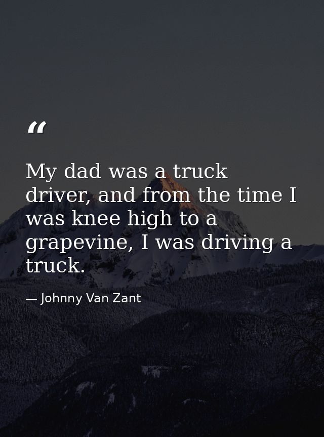 My dad was a truck driver, and from the time I was knee high to a grapevine, I was driving a truck. — Johnny Van Zant