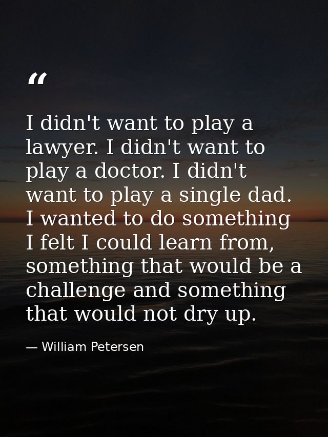 I didn't want to play a lawyer. I didn't want to play a doctor. I didn't want to play a single dad. I wanted to do somet — William Petersen