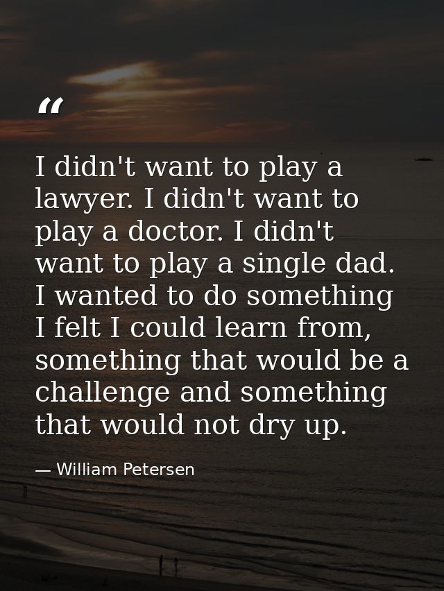 I didn't want to play a lawyer. I didn't want to play a doctor. I didn't want to play a single dad. I wanted to do somet — William Petersen