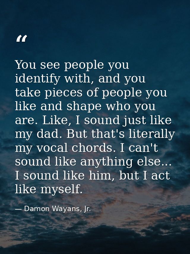 You see people you identify with, and you take pieces of people you like and shape who you are. Like, I sound just like  — Damon Wayans, Jr.