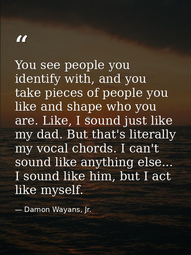 You see people you identify with, and you take pieces of people you like and shape who you are. Like, I sound just like  — Damon Wayans, Jr.