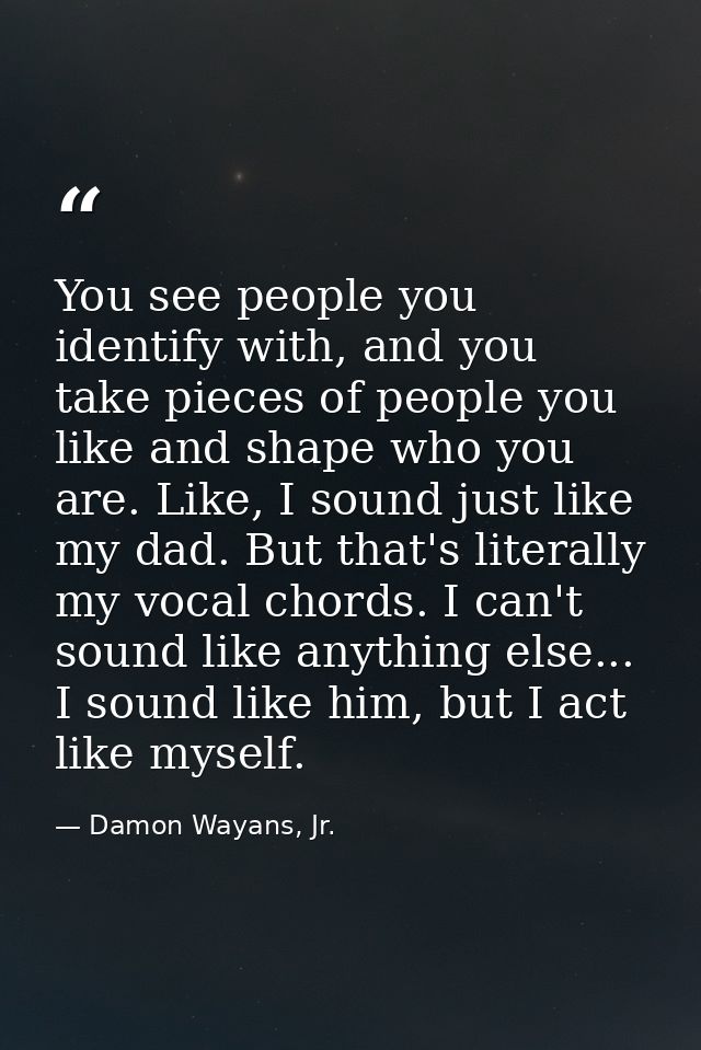 You see people you identify with, and you take pieces of people you like and shape who you are. Like, I sound just like  — Damon Wayans, Jr.