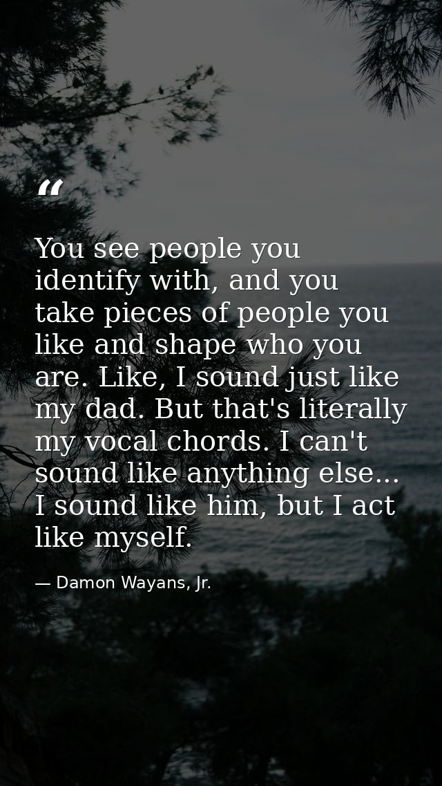 You see people you identify with, and you take pieces of people you like and shape who you are. Like, I sound just like  — Damon Wayans, Jr.