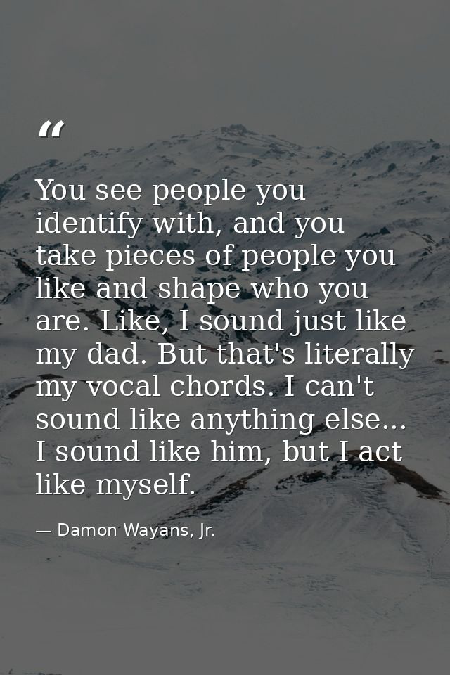 You see people you identify with, and you take pieces of people you like and shape who you are. Like, I sound just like  — Damon Wayans, Jr.