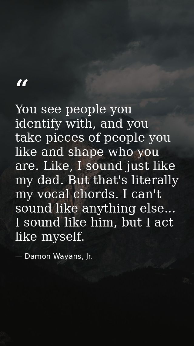 You see people you identify with, and you take pieces of people you like and shape who you are. Like, I sound just like  — Damon Wayans, Jr.