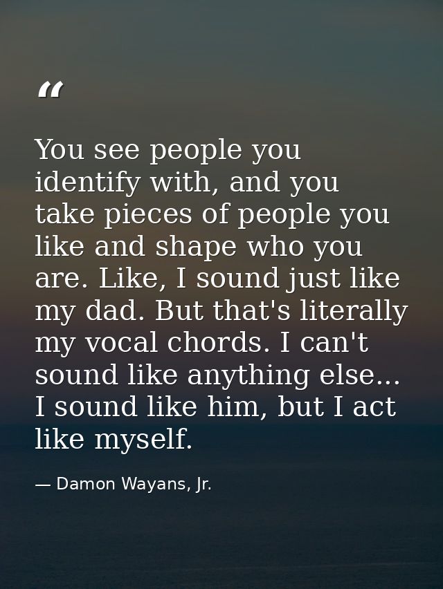 You see people you identify with, and you take pieces of people you like and shape who you are. Like, I sound just like  — Damon Wayans, Jr.