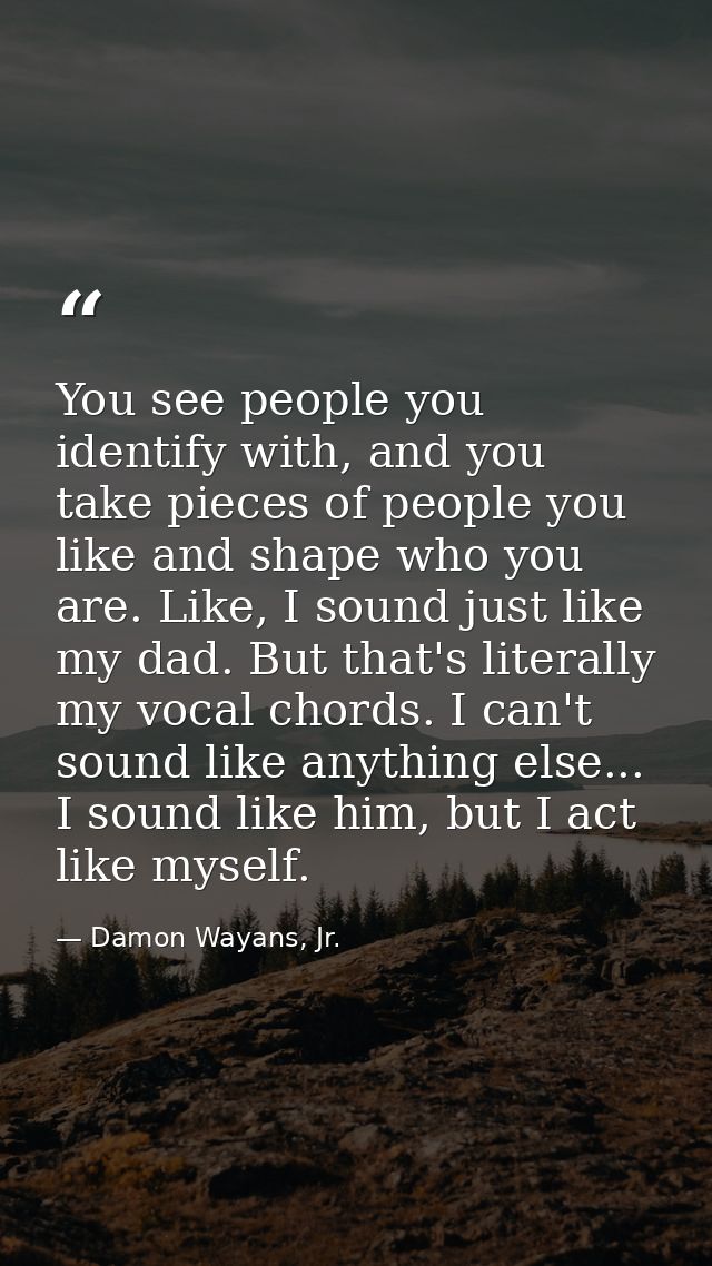 You see people you identify with, and you take pieces of people you like and shape who you are. Like, I sound just like  — Damon Wayans, Jr.