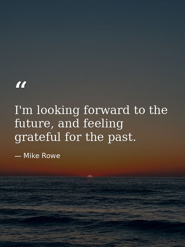 I'm looking forward to the future, and feeling grateful for the past. — Mike Rowe
