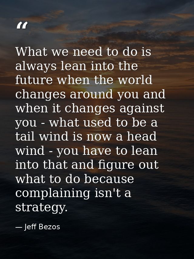 What we need to do is always lean into the future when the world changes around you and when it changes against you - wh — Jeff Bezos