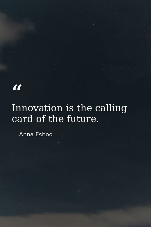 Innovation is the calling card of the future. — Anna Eshoo