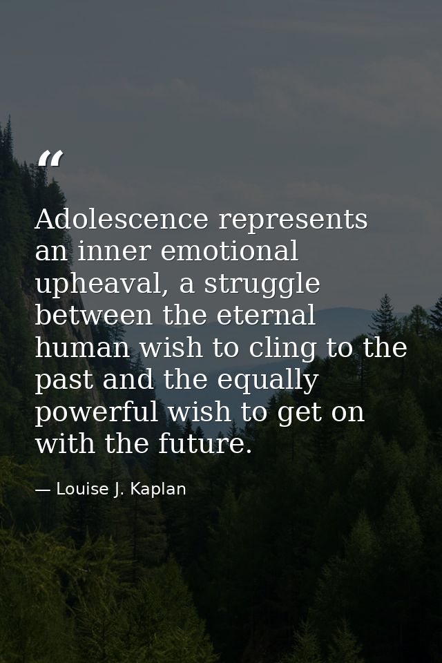 Adolescence represents an inner emotional upheaval, a struggle between the eternal human wish to cling to the past and t — Louise J. Kaplan