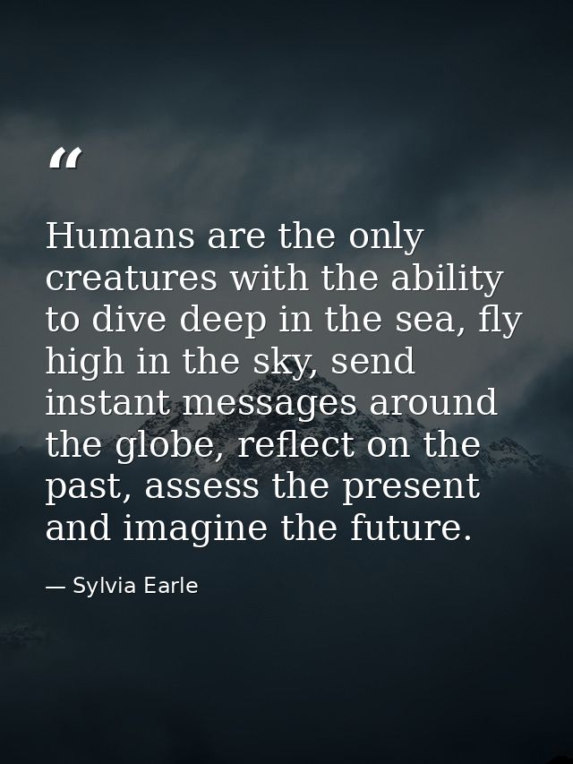 Humans are the only creatures with the ability to dive deep in the sea, fly high in the sky, send instant messages aroun — Sylvia Earle