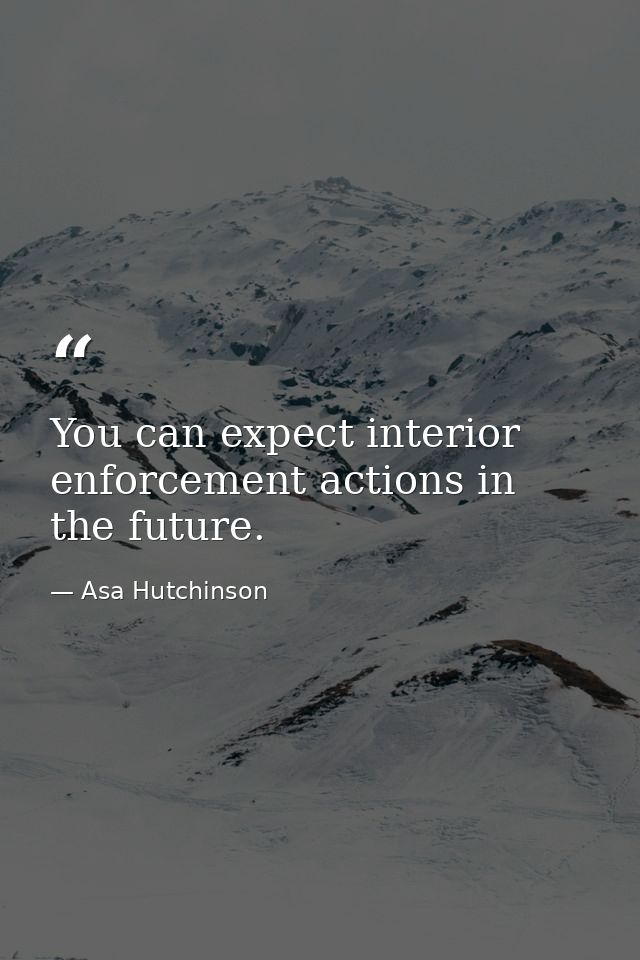 You can expect interior enforcement actions in the future. — Asa Hutchinson