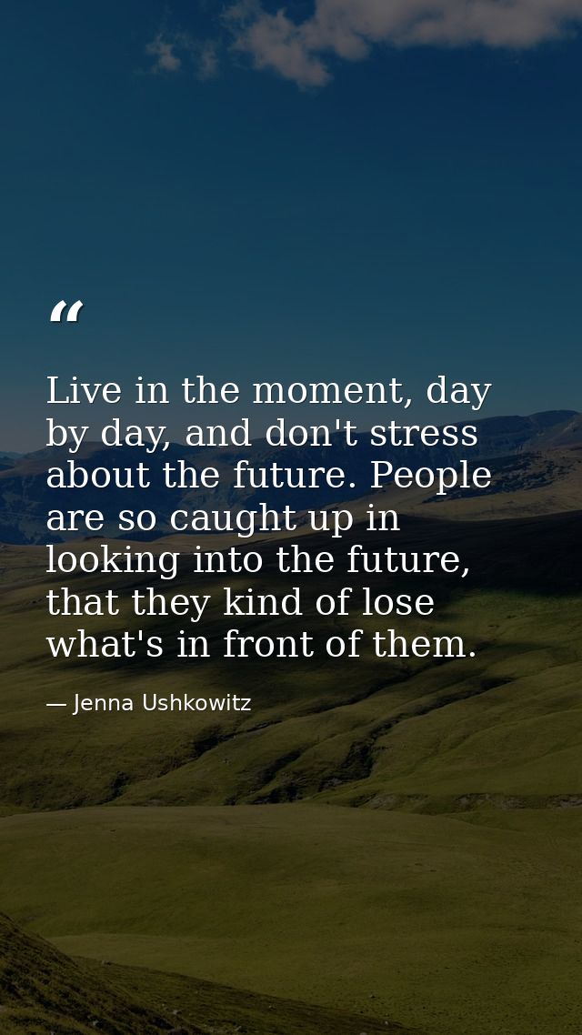 Live in the moment, day by day, and don't stress about the future. People are so caught up in looking into the future, t — Jenna Ushkowitz