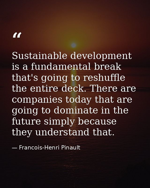 Sustainable development is a fundamental break that's going to reshuffle the entire deck. There are companies today that — Francois-Henri Pinault