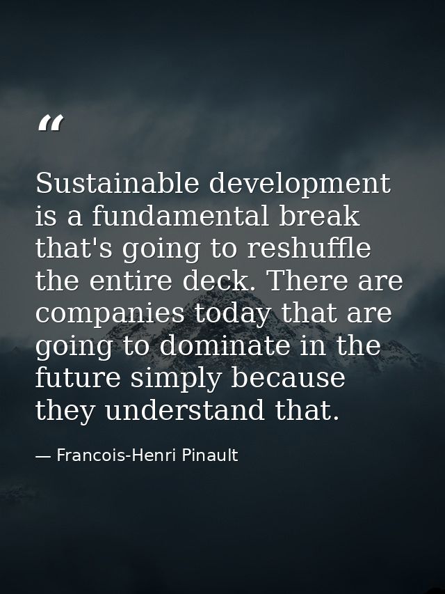 Sustainable development is a fundamental break that's going to reshuffle the entire deck. There are companies today that — Francois-Henri Pinault