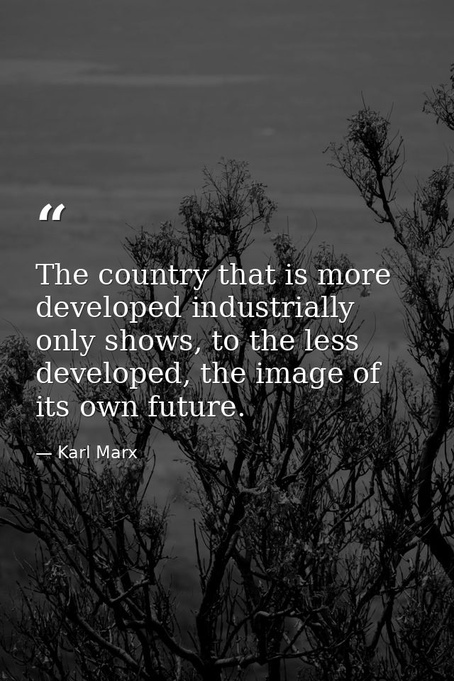 The country that is more developed industrially only shows, to the less developed, the image of its own future. — Karl Marx