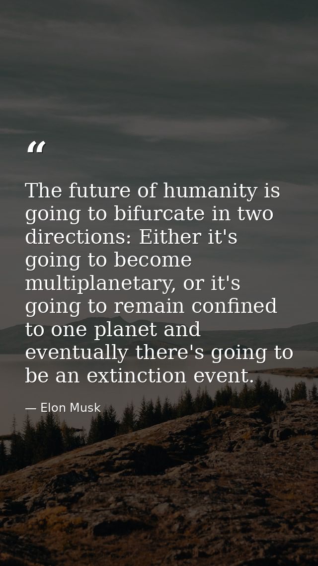 The future of humanity is going to bifurcate in two directions: Either it's going to become multiplanetary, or it's goin — Elon Musk