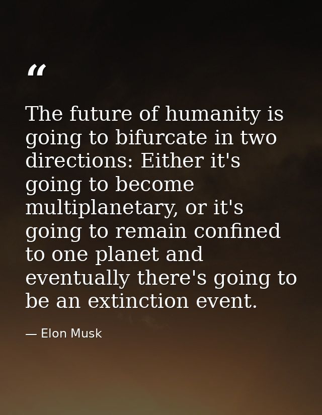 The future of humanity is going to bifurcate in two directions: Either it's going to become multiplanetary, or it's goin — Elon Musk