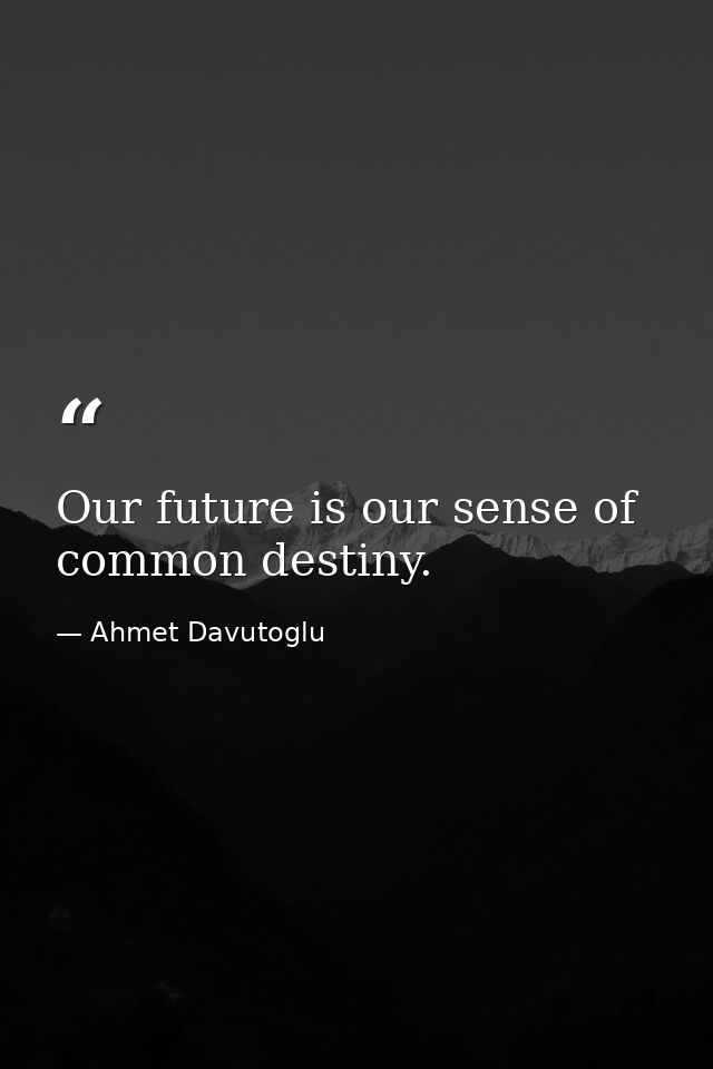 Our future is our sense of common destiny. — Ahmet Davutoglu