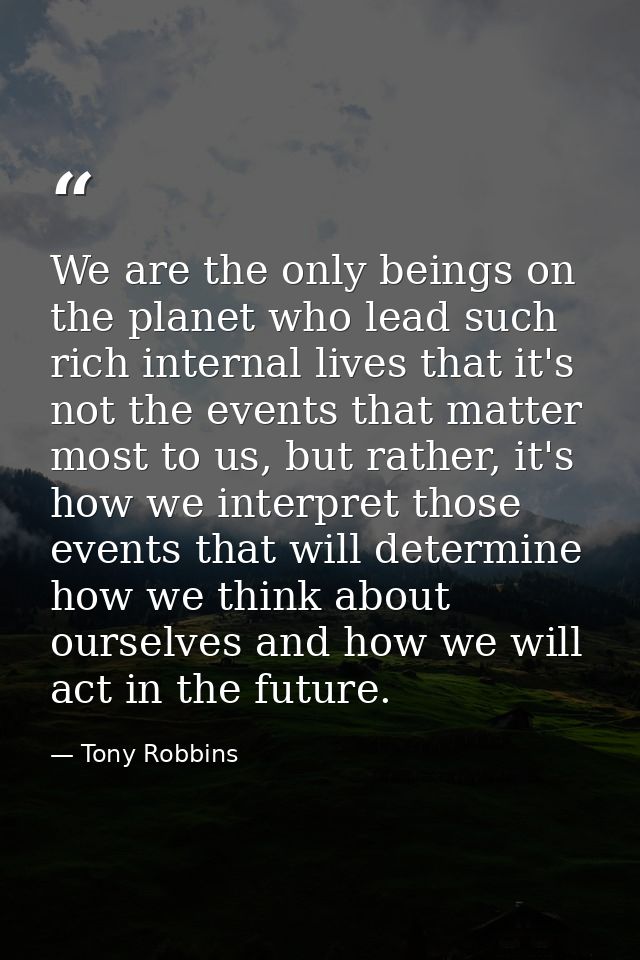 We are the only beings on the planet who lead such rich internal lives that it's not the events that matter most to us,  — Tony Robbins