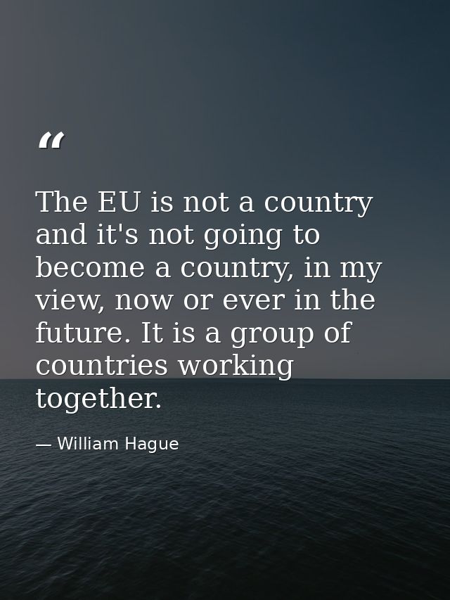 The EU is not a country and it's not going to become a country, in my view, now or ever in the future. It is a group of  — William Hague