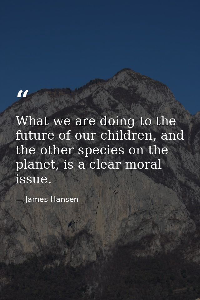 What we are doing to the future of our children, and the other species on the planet, is a clear moral issue. — James Hansen