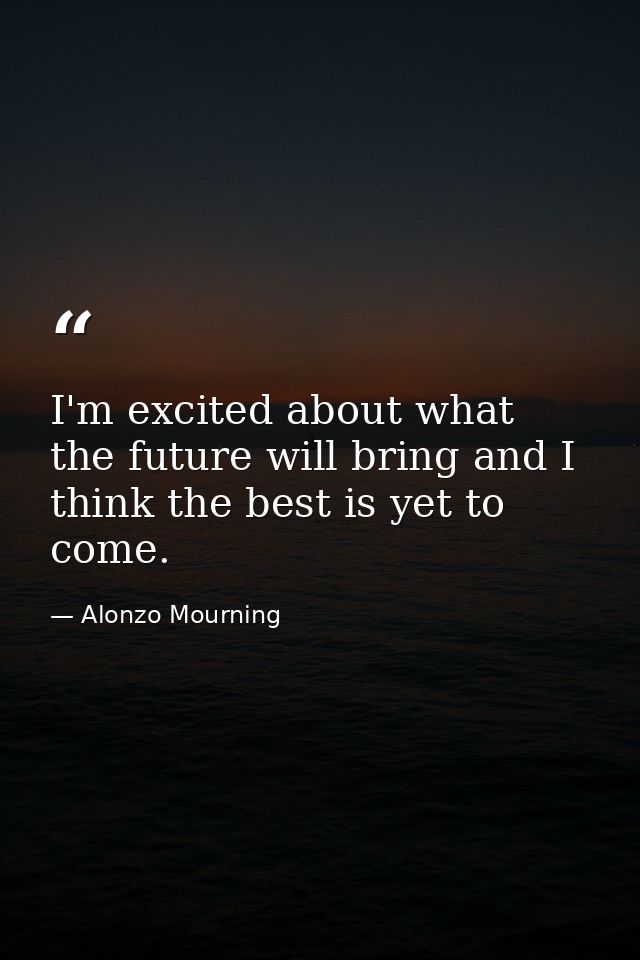 I'm excited about what the future will bring and I think the best is yet to come. — Alonzo Mourning