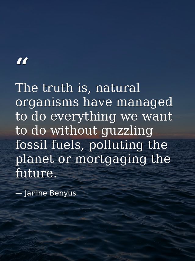 The truth is, natural organisms have managed to do everything we want to do without guzzling fossil fuels, polluting the — Janine Benyus