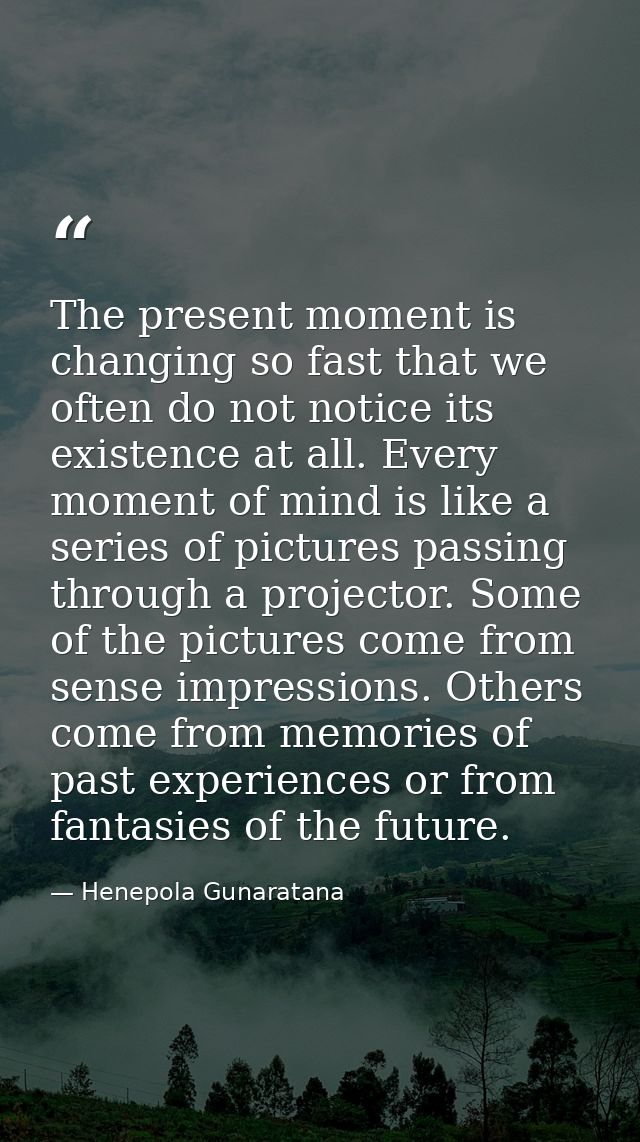 The present moment is changing so fast that we often do not notice its existence at all. Every moment of mind is like a  — Henepola Gunaratana